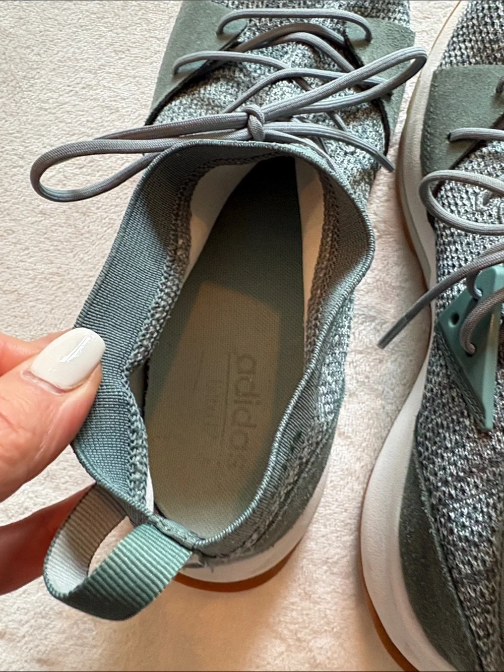 ADIDAS LIGHT GREEN KNIT SLIP-ON WOMEN’S SNEAKERS